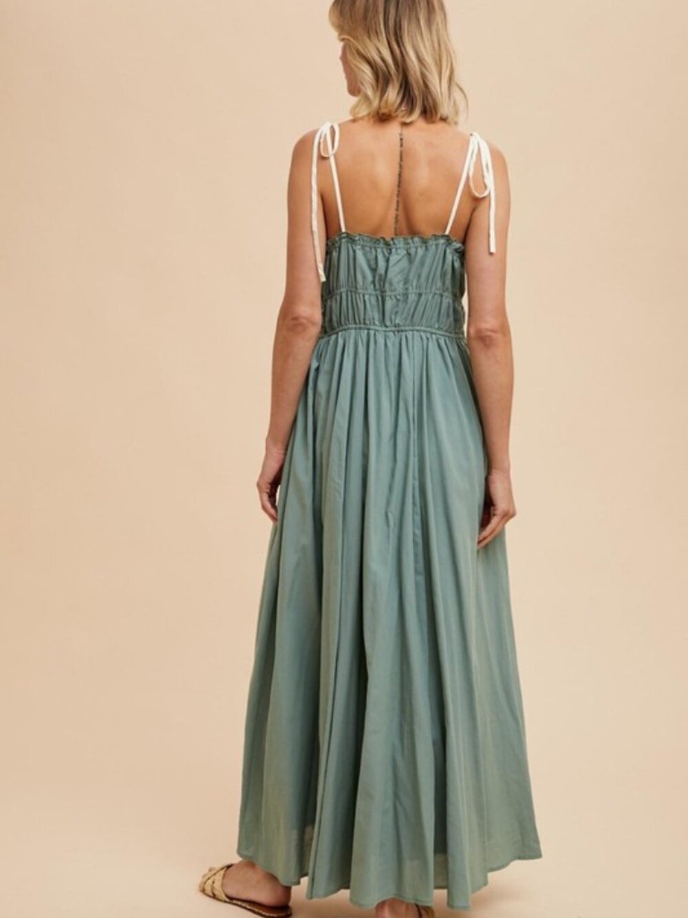 Cotton Blend Contrast Trim Maxi Dress - Picture 3 of 3